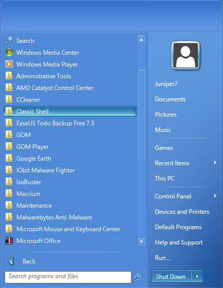 Windows 7 taskbar texture classic shell